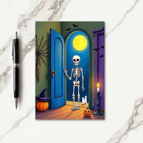 Moonlit Skeleton Welcome Card