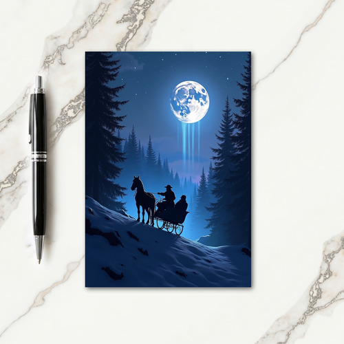 Moonlit Sleigh Christmas Card