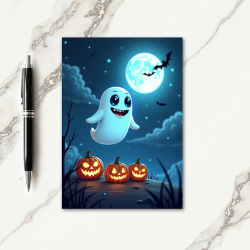 Moonlit Spirit And Pumpkins Card
