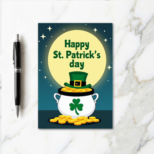 Moonlit St Patricks Day Scene Card