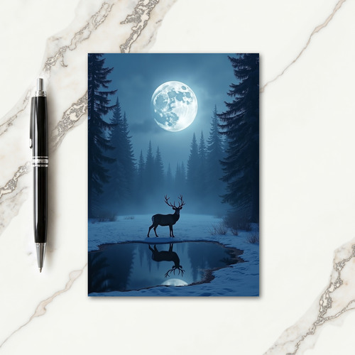Moonlit Stag Christmas Card thumbnail