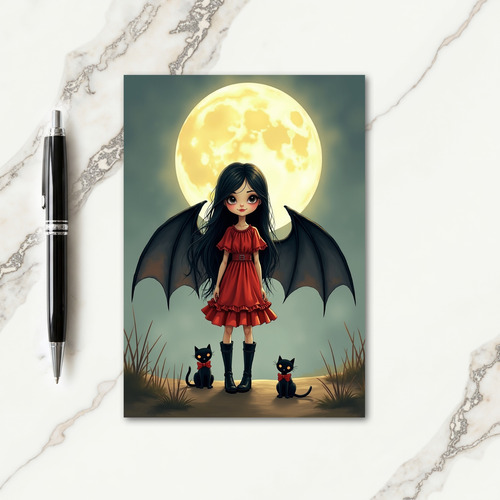 Moonlit Winged Girl Card