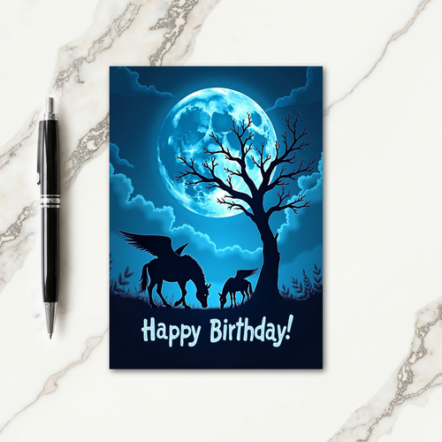 Moonlit Winged Horse Birthday Card