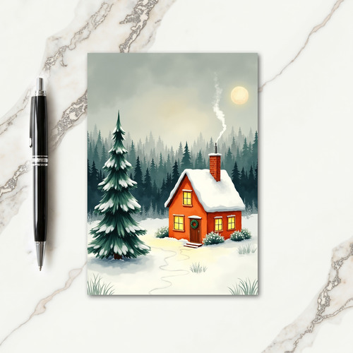 Moonlit Winter Scene Card