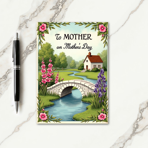 Mothers Day Cottage Scene Card