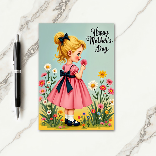 Mothers Day Floral Girl Art Card