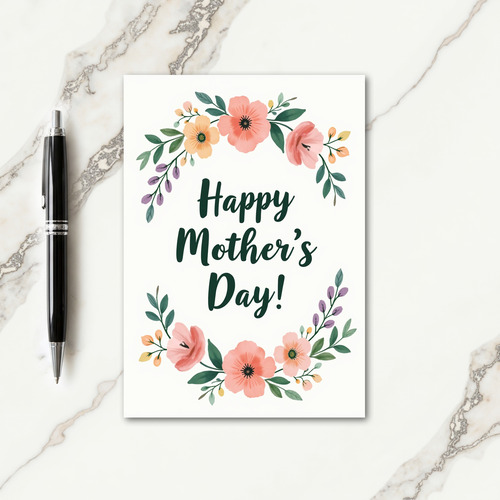 Mothers Day Floral Wreath Card