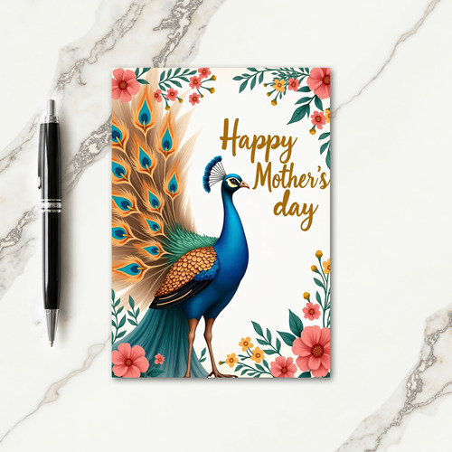 Mothers Day Peacock Greeting Card