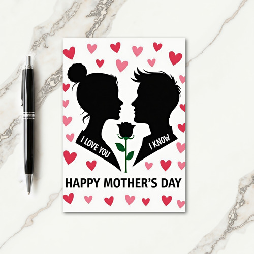 Mothers Day Silhouette Rose Card