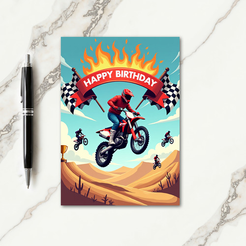 Motocross Jump Birthday Card