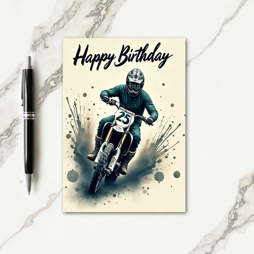Motorcycle Birthday Illustration Card