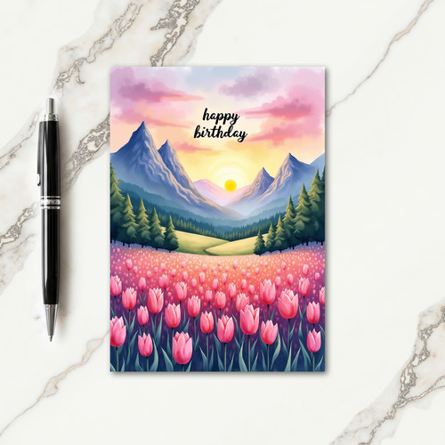 Mountain Sunset Birthday Card