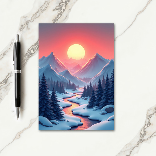 Mountain Sunset Christmas Card