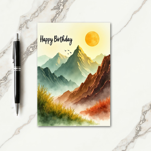 Mountain Watercolor Birthday Card