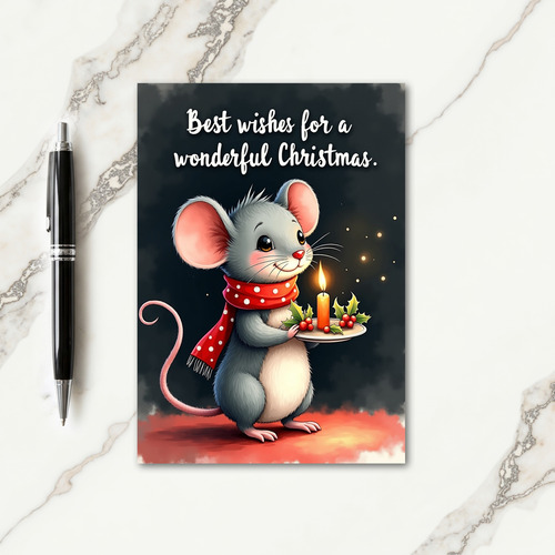 Mouse Candle Christmas Card