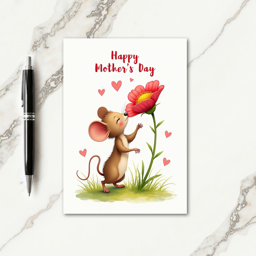 Mouse Loves Flower Mother Card