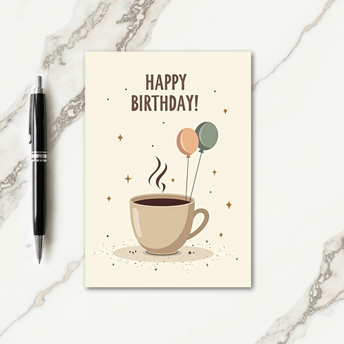 Mug Balloons Birthday Card