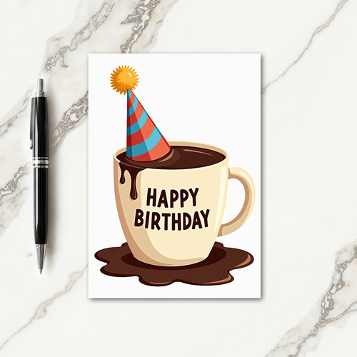 Mug Party Hat Birthday Card