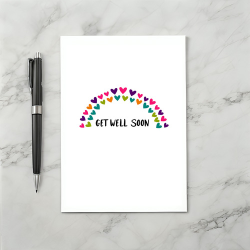 Multicolored Heart Design Get Well Card