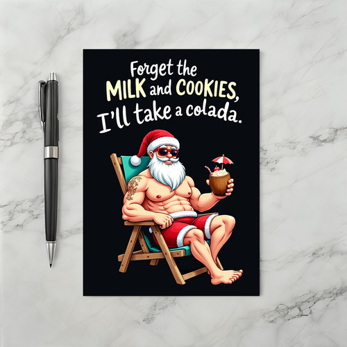 Muscular Santa Colada Funny Tropical Christmas