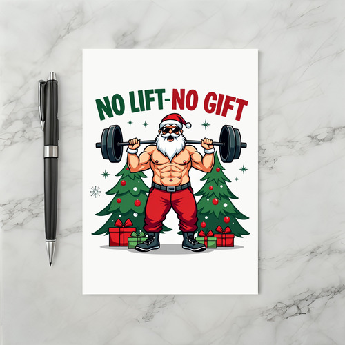 Muscular Santa Lifting Weights No Gift Gym Christmas