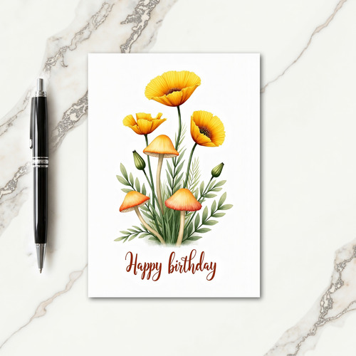 Mushroom Garden Birthday Card