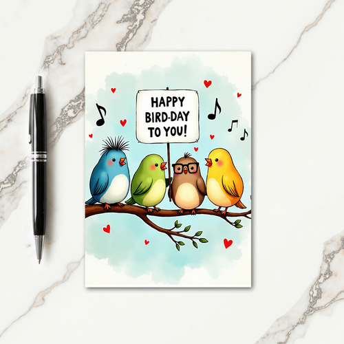 Musical Birds Birthday Card
