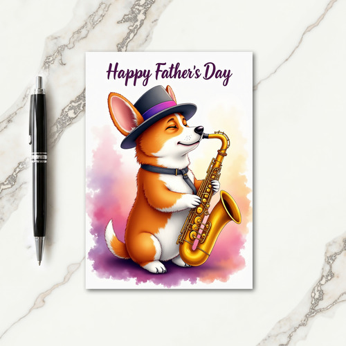 Musical Canine Fathers Day Art Card