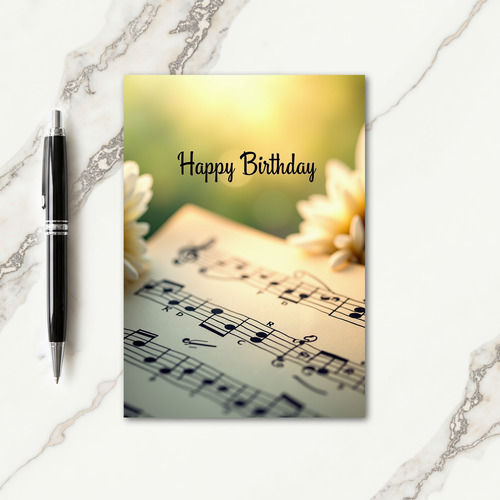 Musical Floral Birthday Card