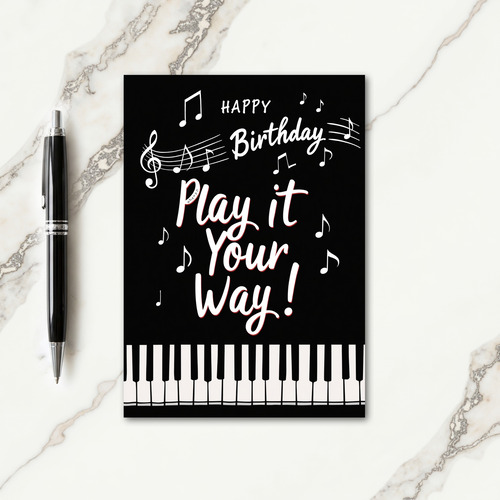 Musical Script Birthday Card