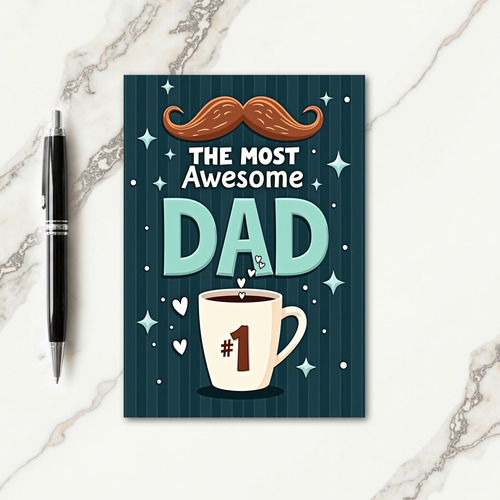 Mustache Awesome Dad Card