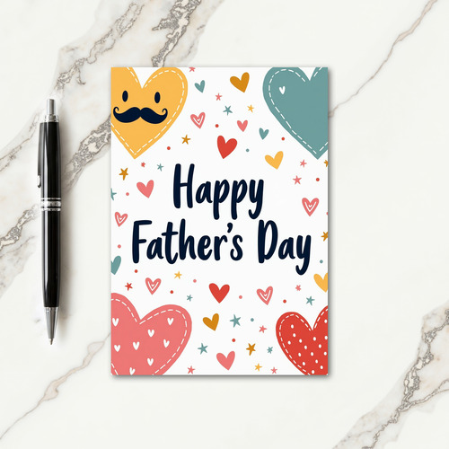 Mustache Heart Fathers Day Card