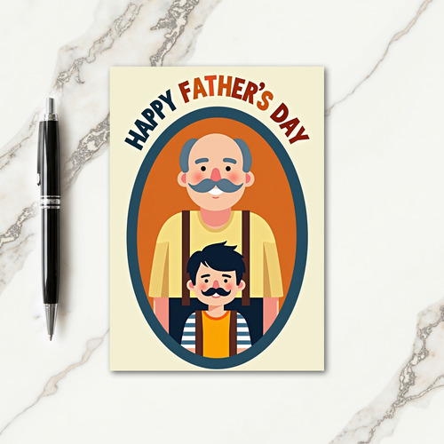 Mustached Fathers Day Art Card
