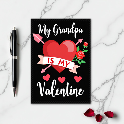 My Grandpa Valentine Heart Striped Card