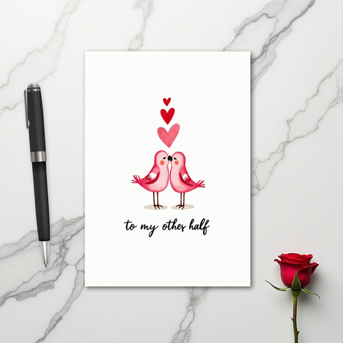 My Other Half Kissing Birds Card