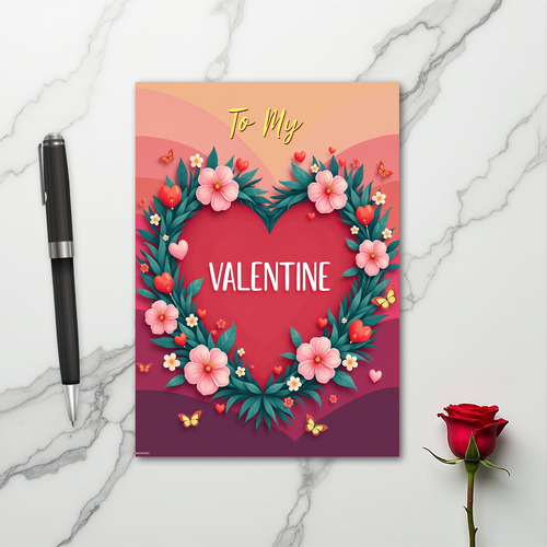 My Valentine Floral Heart Card