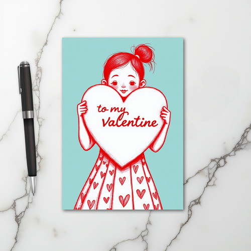 My Valentine Girl Heart Card