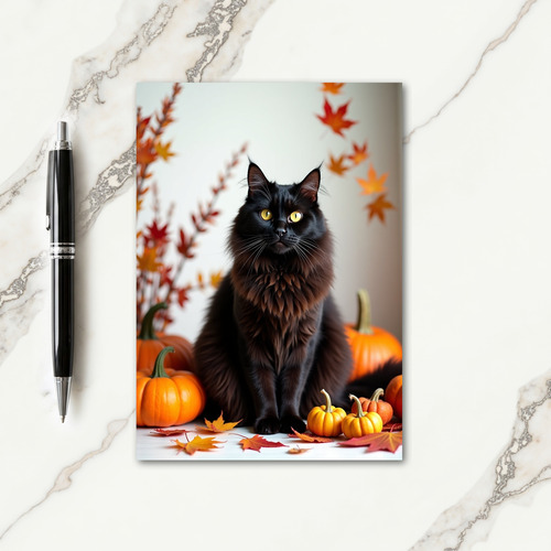 Mysterious Dark Cat Halloween Card