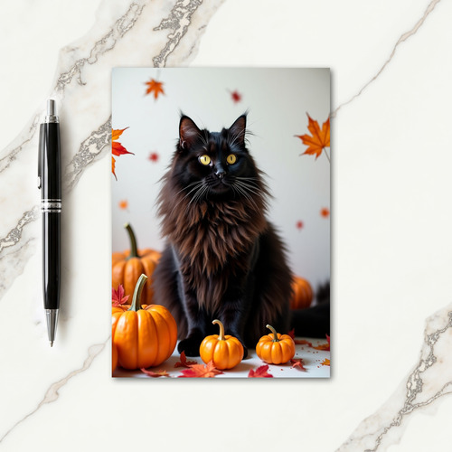 Mystic Black Cats Autumn Charm Card