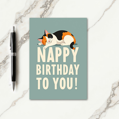 Nappy Birthday Cat Card