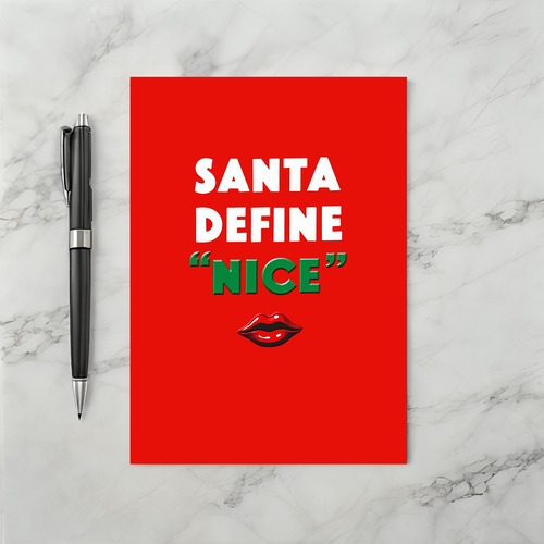 Naughty Christmas Card Santa Define Nice Joke