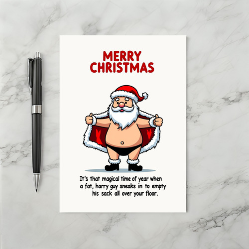 Naughty Santa Christmas Card Funny Joke