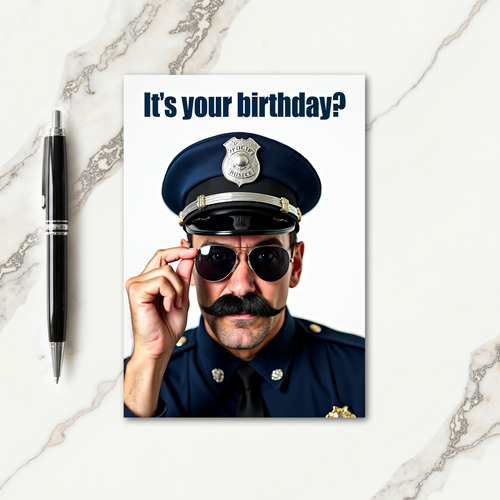 Navy Birthday Portrait Card