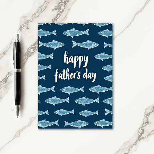 Navy Blue Fish Father Card