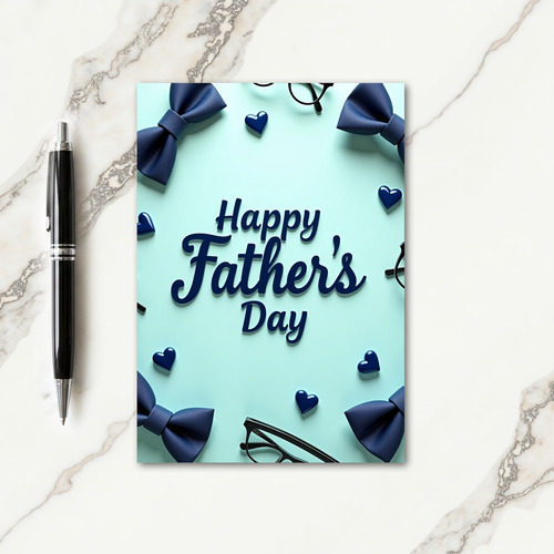 Navy Bow Tie Fathers Day Card