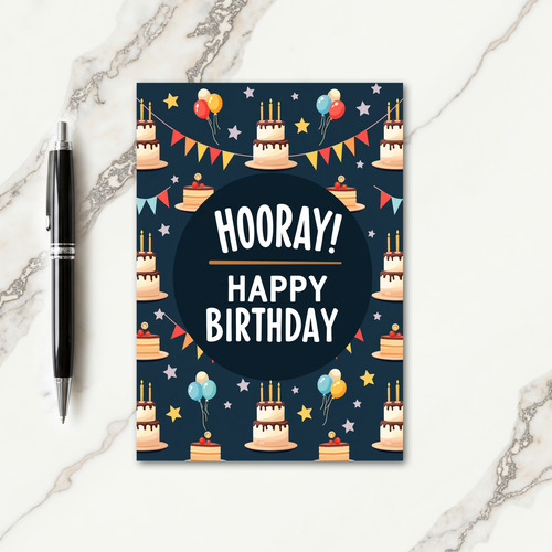 Navy Cake Birthday Card