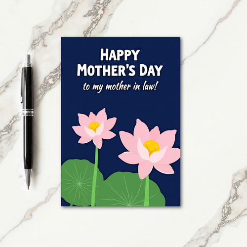 Navy Floral Mothers Day Card