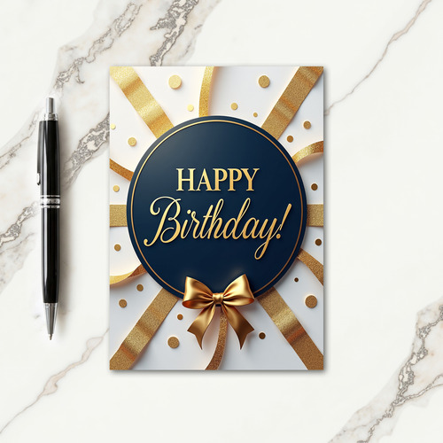 Navy Gold Birthday Card