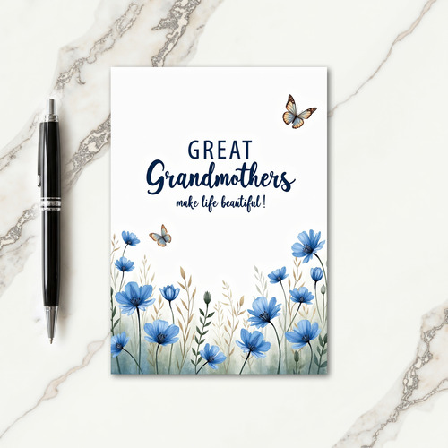 Navy Grandmothers Floral Day Card
