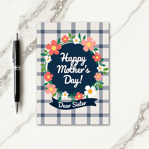Navy Wreath Mothers Day Gift Card